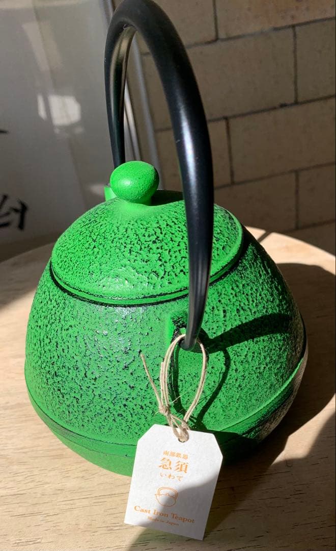 【値下げ】南部鉄器 OIGEN　及源　鉄瓶 たまご形　グリーン　0.55L