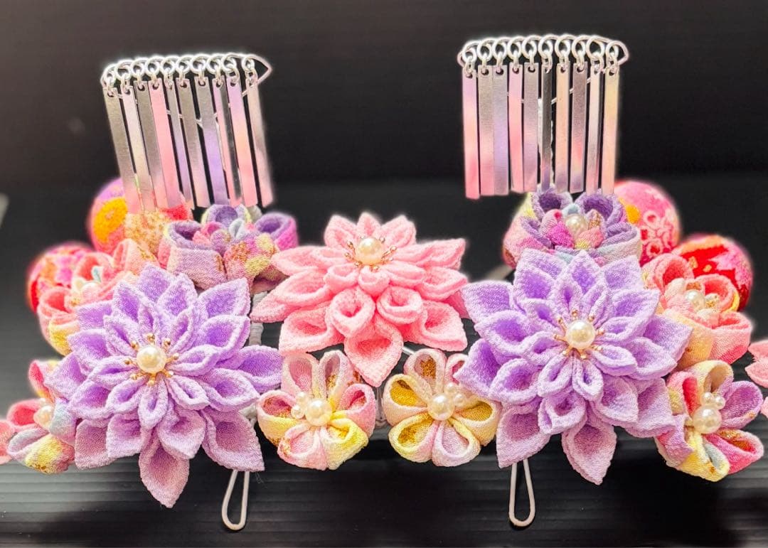 テリィさま専用 確認用 七五三髪飾りセット 薄藤色×桜色 7-29