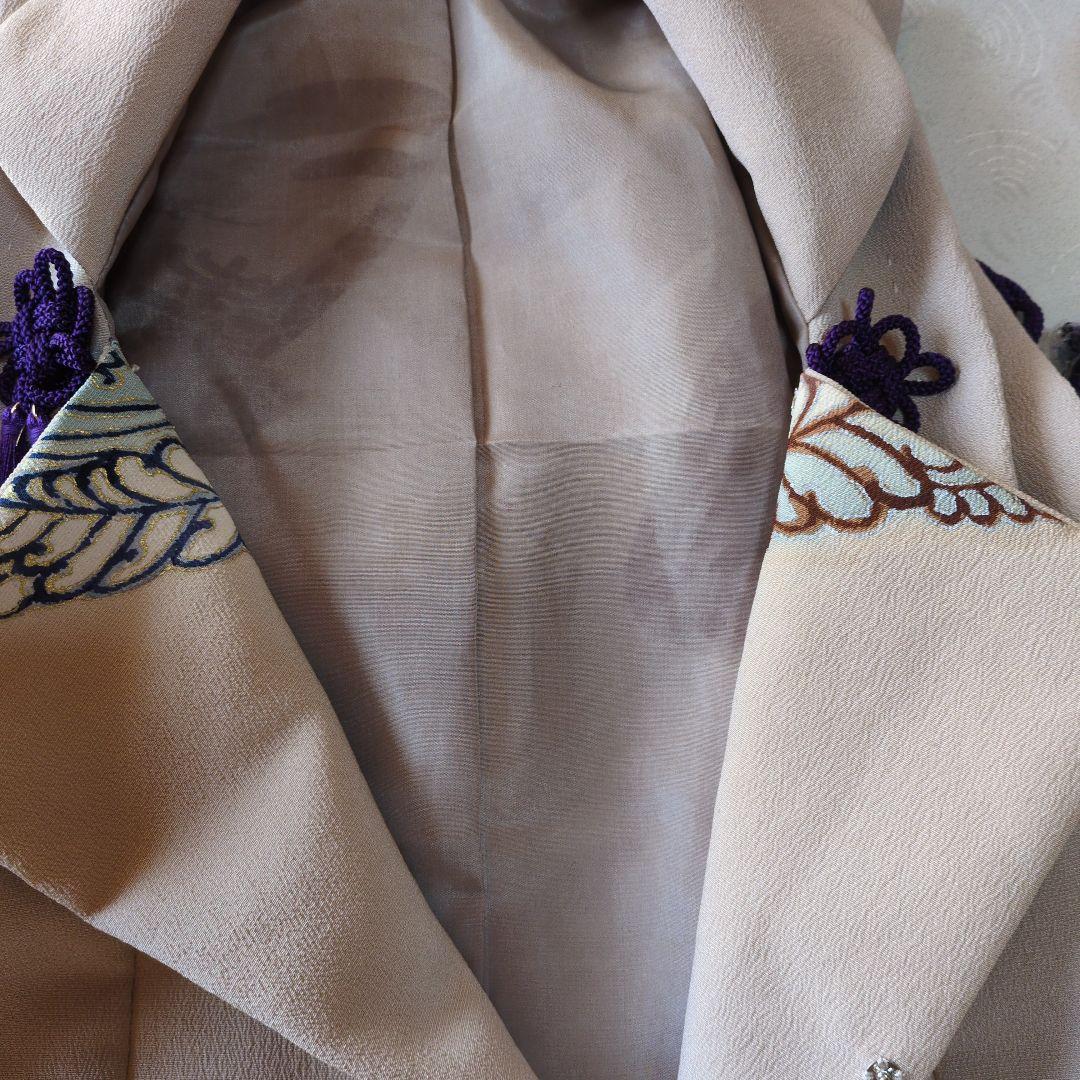 七五三３歳男の子アンティーク着物と正絹縮緬の被布（中綿無し）