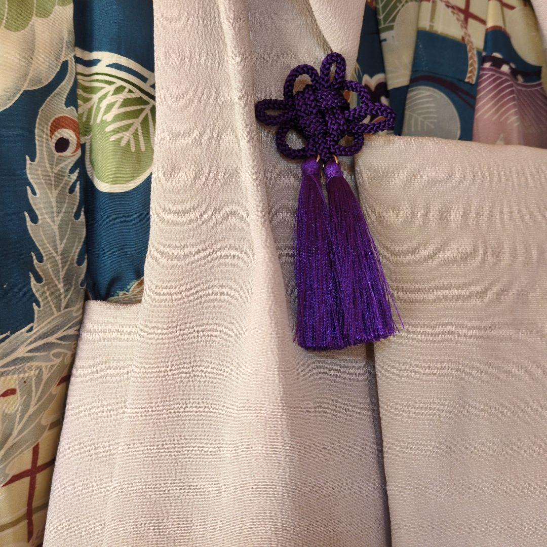 七五三３歳男の子アンティーク着物と正絹縮緬の被布（中綿無し）