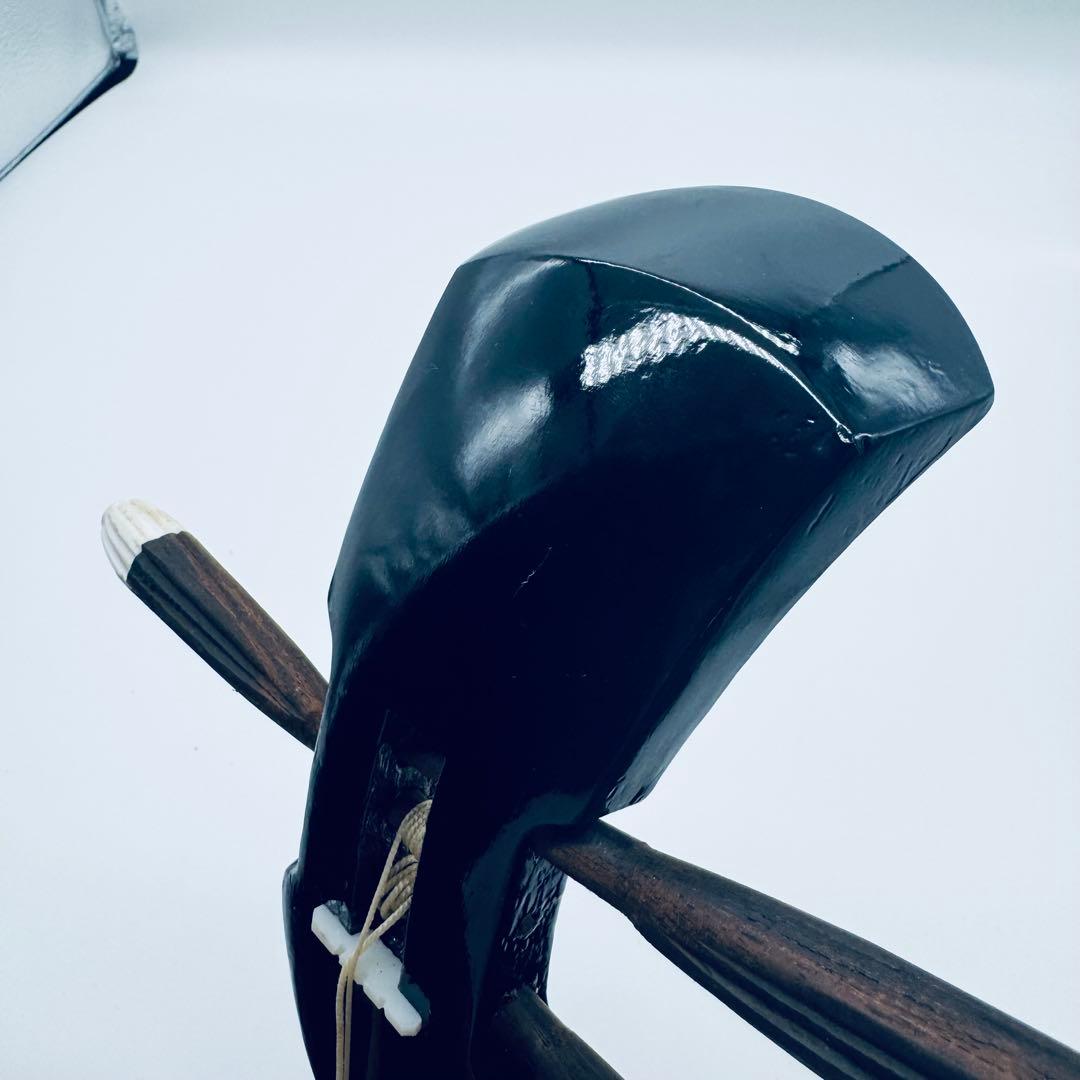 三線 本皮使用 蛇皮張り 沖縄伝統楽器　収納袋・木箱付　現状品　ジャンク