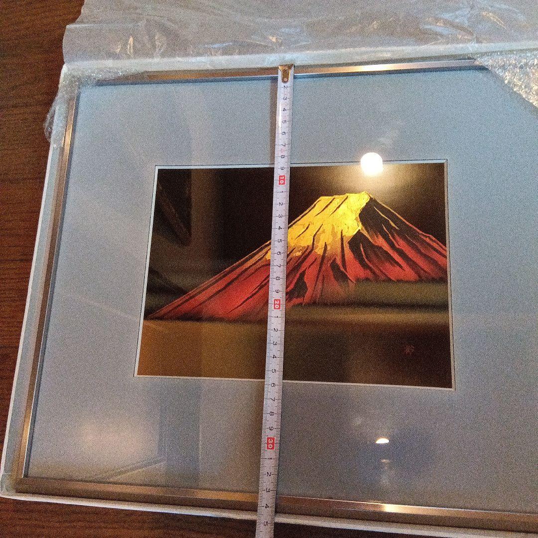 漆芸額 沈金　友田裕次　富士山　赤富士　縁起良し　幸運