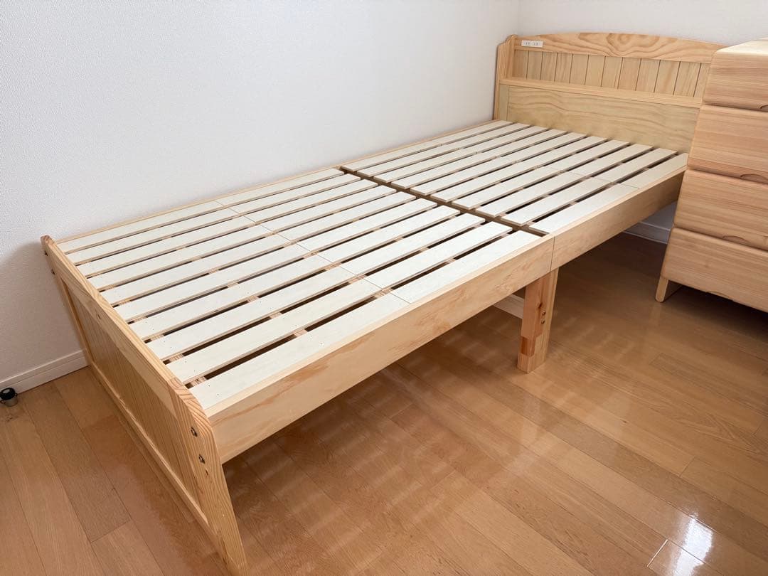 【ニトリ すのこベッドフレーム】 シングル 木製 ナチュラルウッド ３段階調節