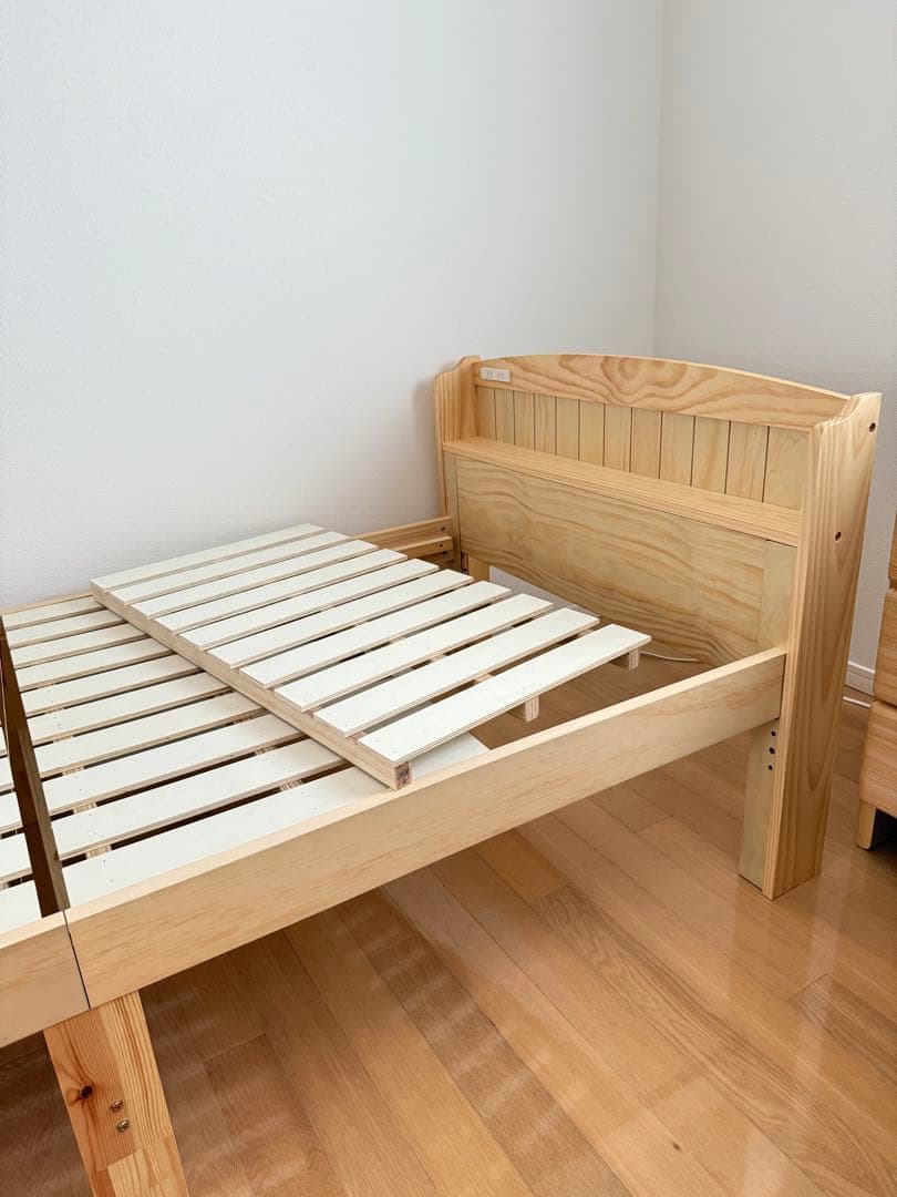 【ニトリ すのこベッドフレーム】 シングル 木製 ナチュラルウッド ３段階調節