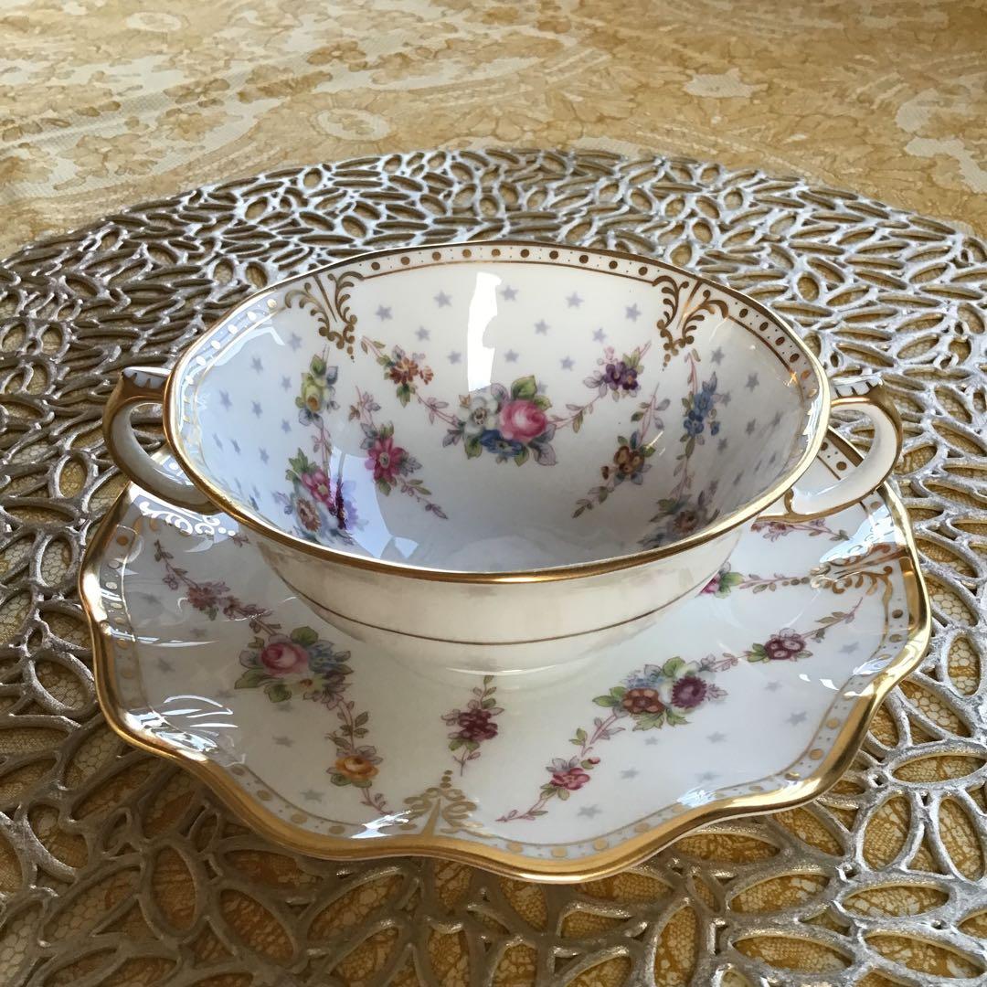 ロイヤルクラウンダービー《ロイヤルアントワネット》クリームスープカップ＆ソーサー