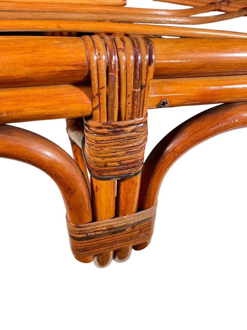 HR117 ラタン　籐　ガラステーブル　ジャパニーズモダン