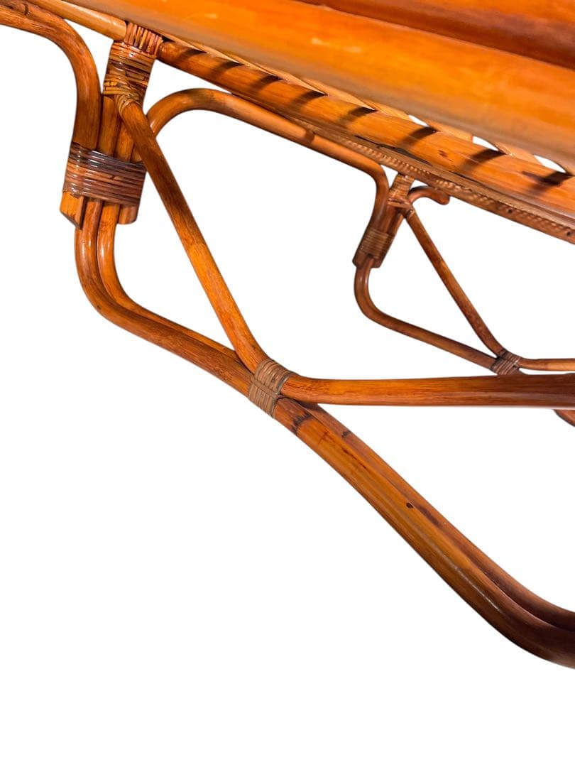 HR117 ラタン　籐　ガラステーブル　ジャパニーズモダン