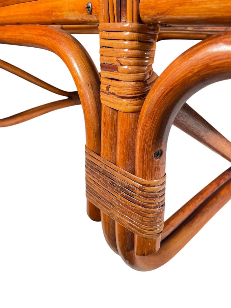 HR117 ラタン　籐　ガラステーブル　ジャパニーズモダン