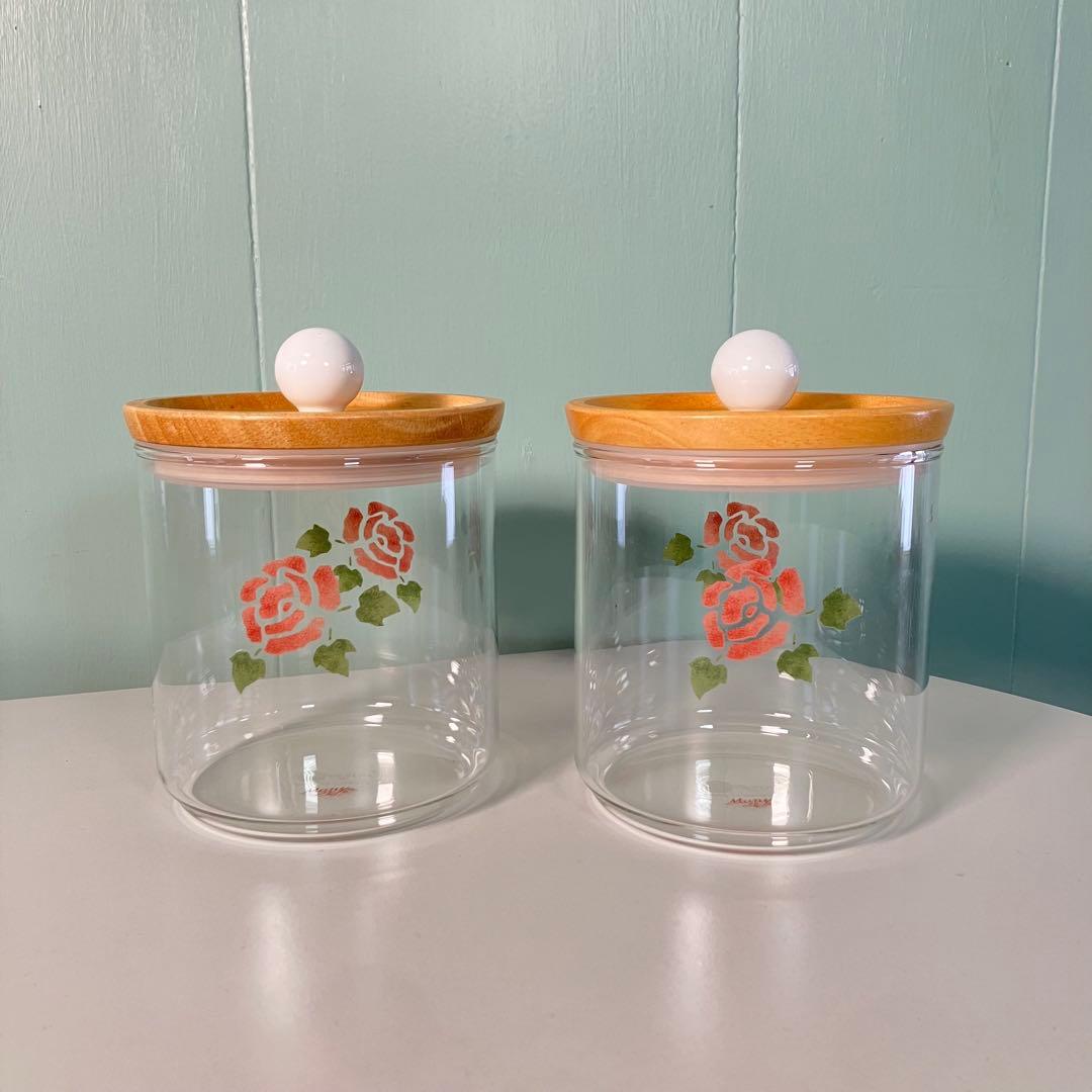【希少✨】マニーローズ　ガラスキャニスター 2個セット♪