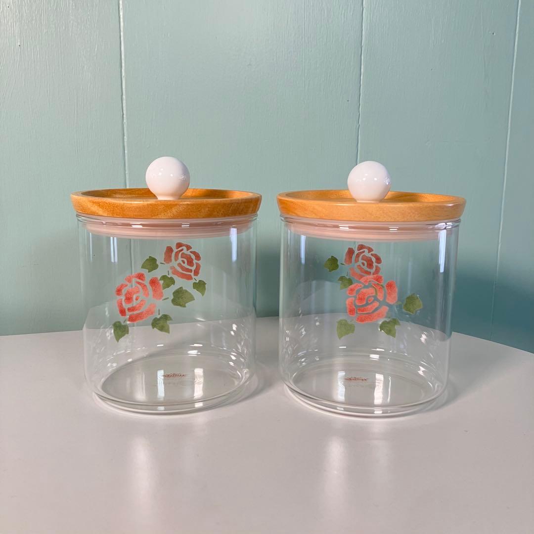 【希少✨】マニーローズ　ガラスキャニスター 2個セット♪