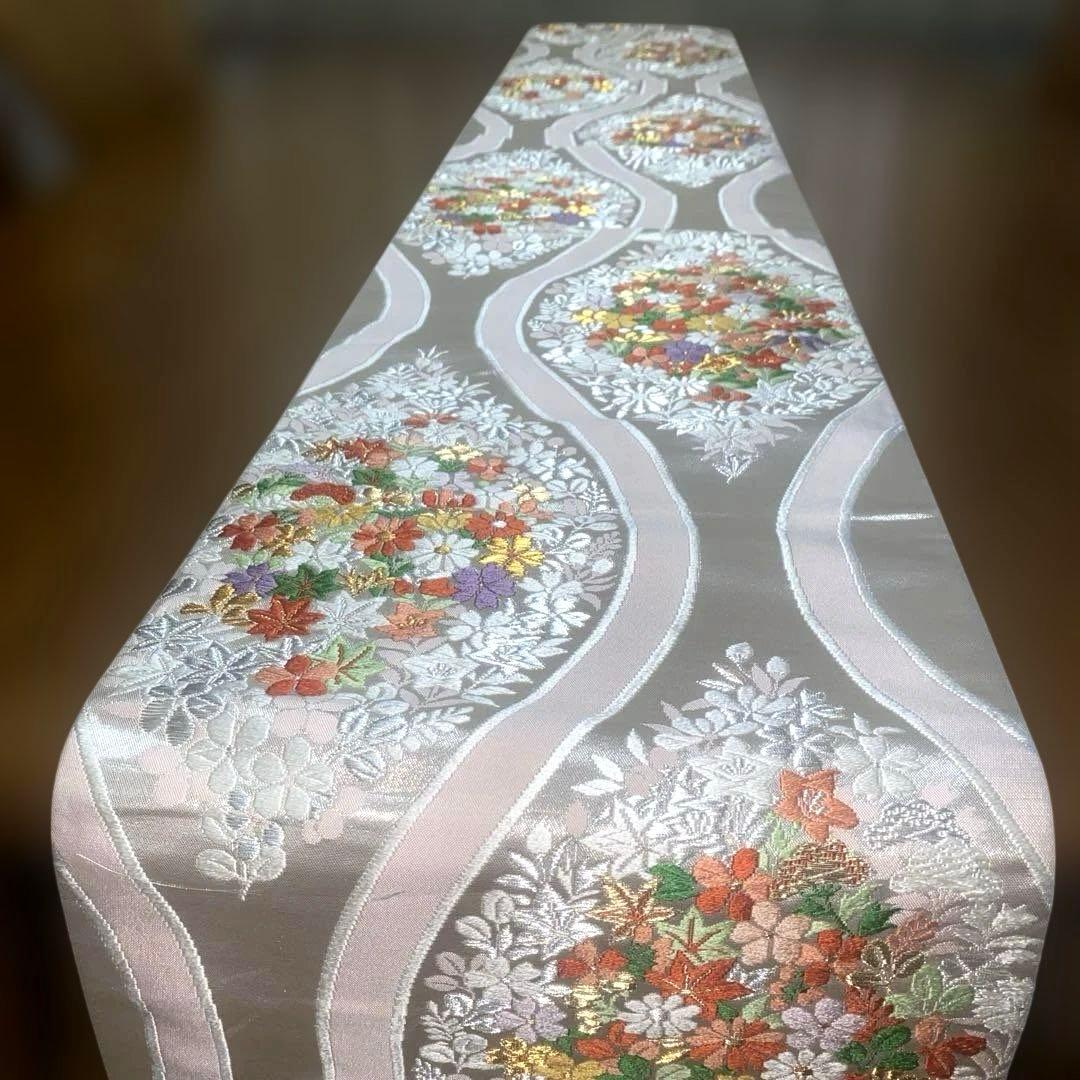 table runner 「華立涌」 帯リメイク 正絹 長尺 - メルカリ