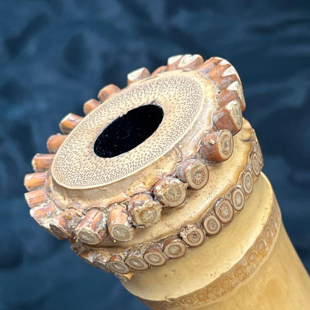 尺八 琴古流 在銘 3印 籐巻銀三線 中継ぎ固定割安 音出し確認済み