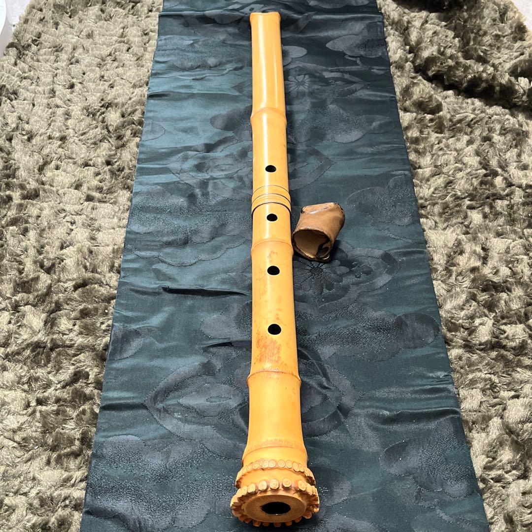 尺八 琴古流 在銘 3印 籐巻銀三線 中継ぎ固定割安 音出し確認済み