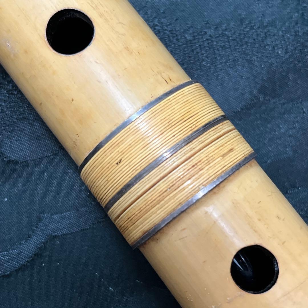 尺八 琴古流 在銘 3印 籐巻銀三線 中継ぎ固定割安 音出し確認済み