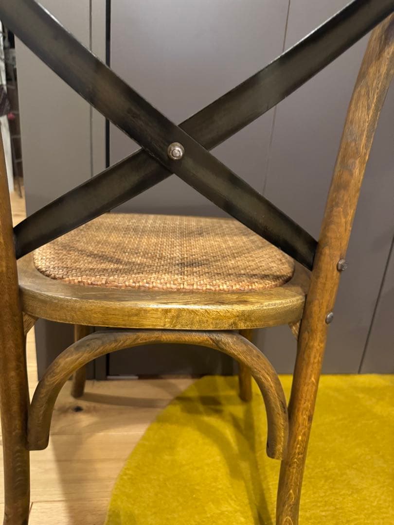 ベントウッド クロスバックチェア 木×籐 関家具 1脚