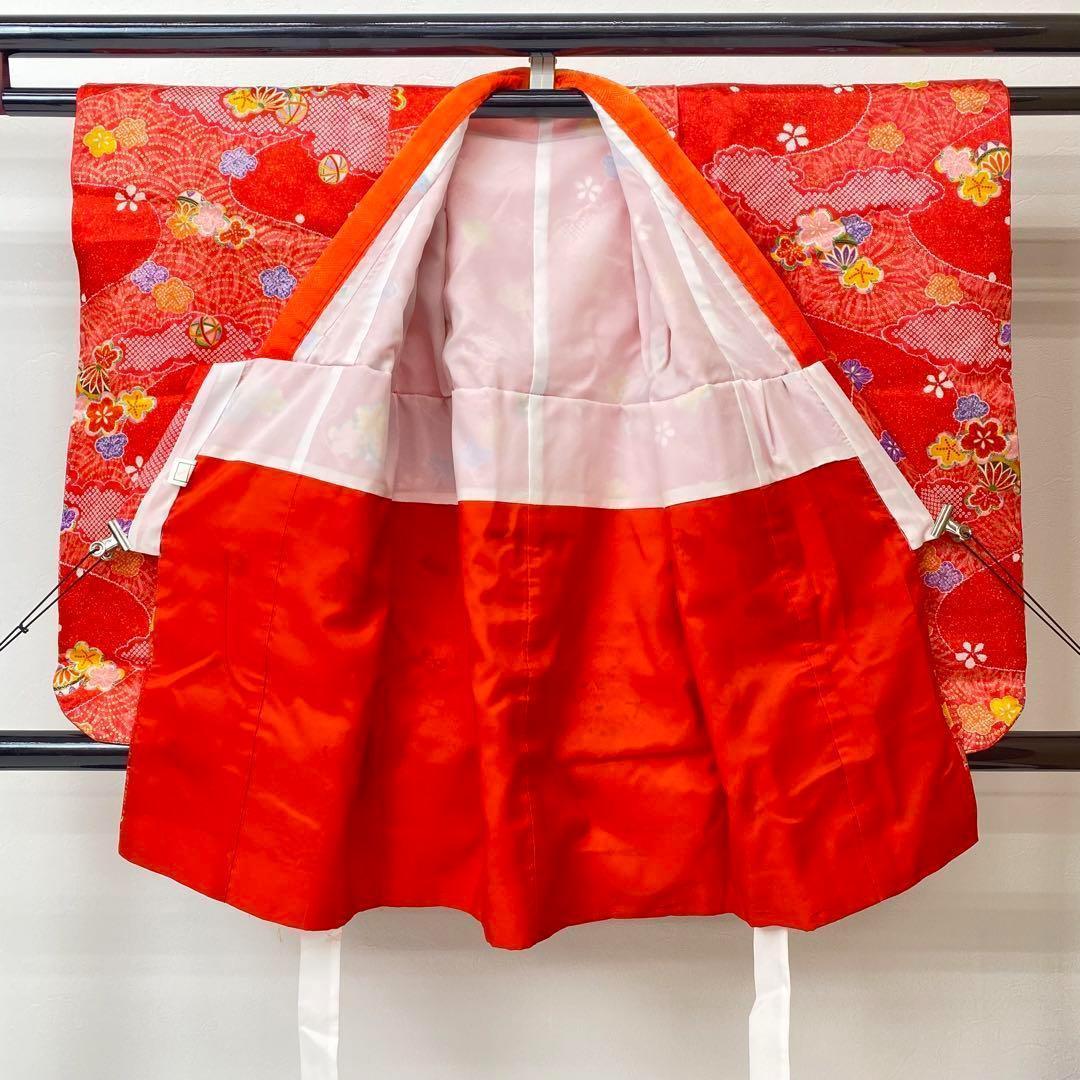 【着物と帯 時流】195ys◆3才女の子着物&被布コート+長襦袢バッグセット美品