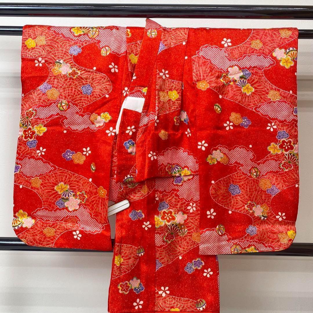 【着物と帯 時流】195ys◆3才女の子着物&被布コート+長襦袢バッグセット美品