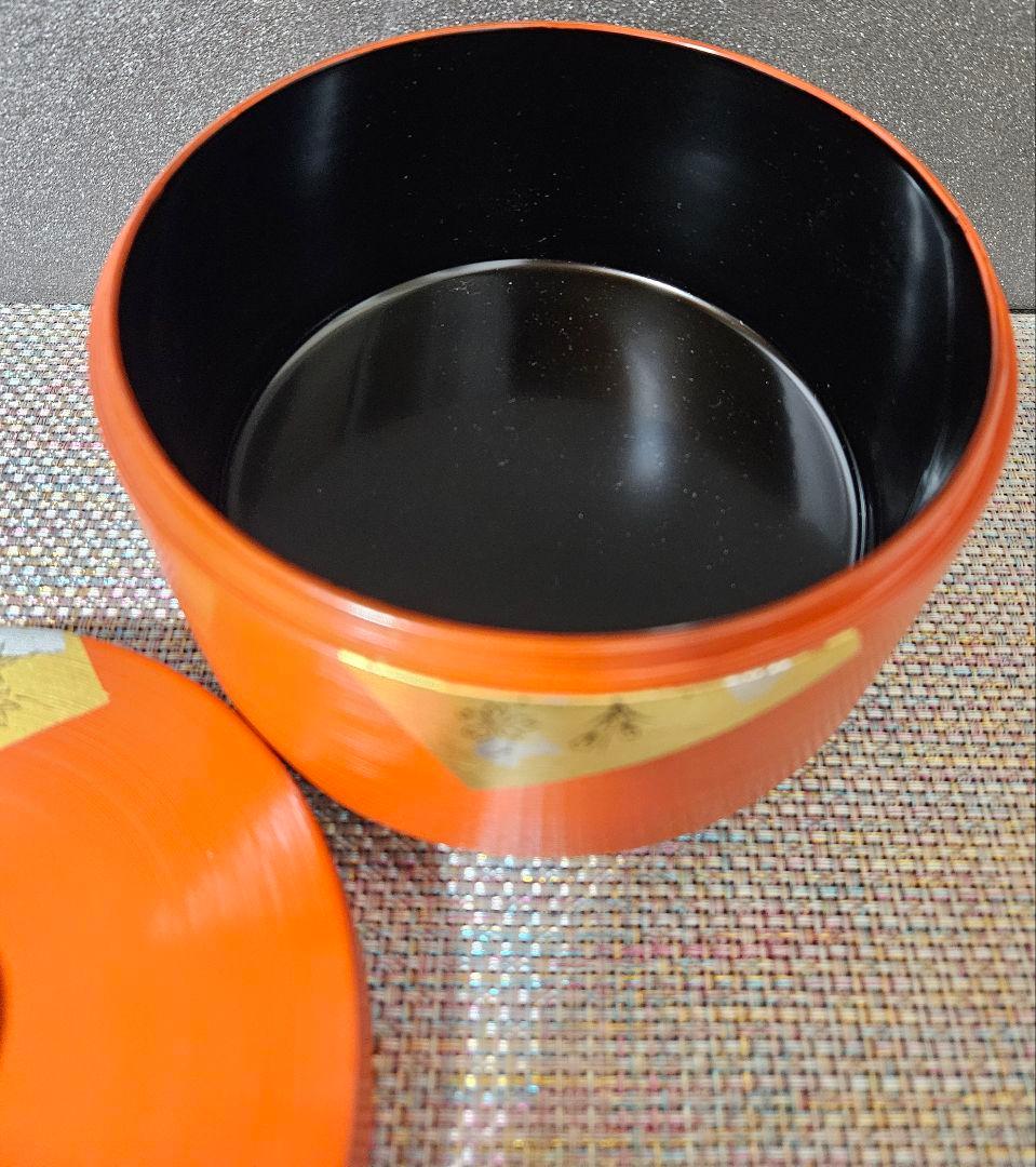 京漆器の老舗❗】アソベ光石謹製 朱漆塗 金箔蒔絵 桜に紅葉の図 菓子器