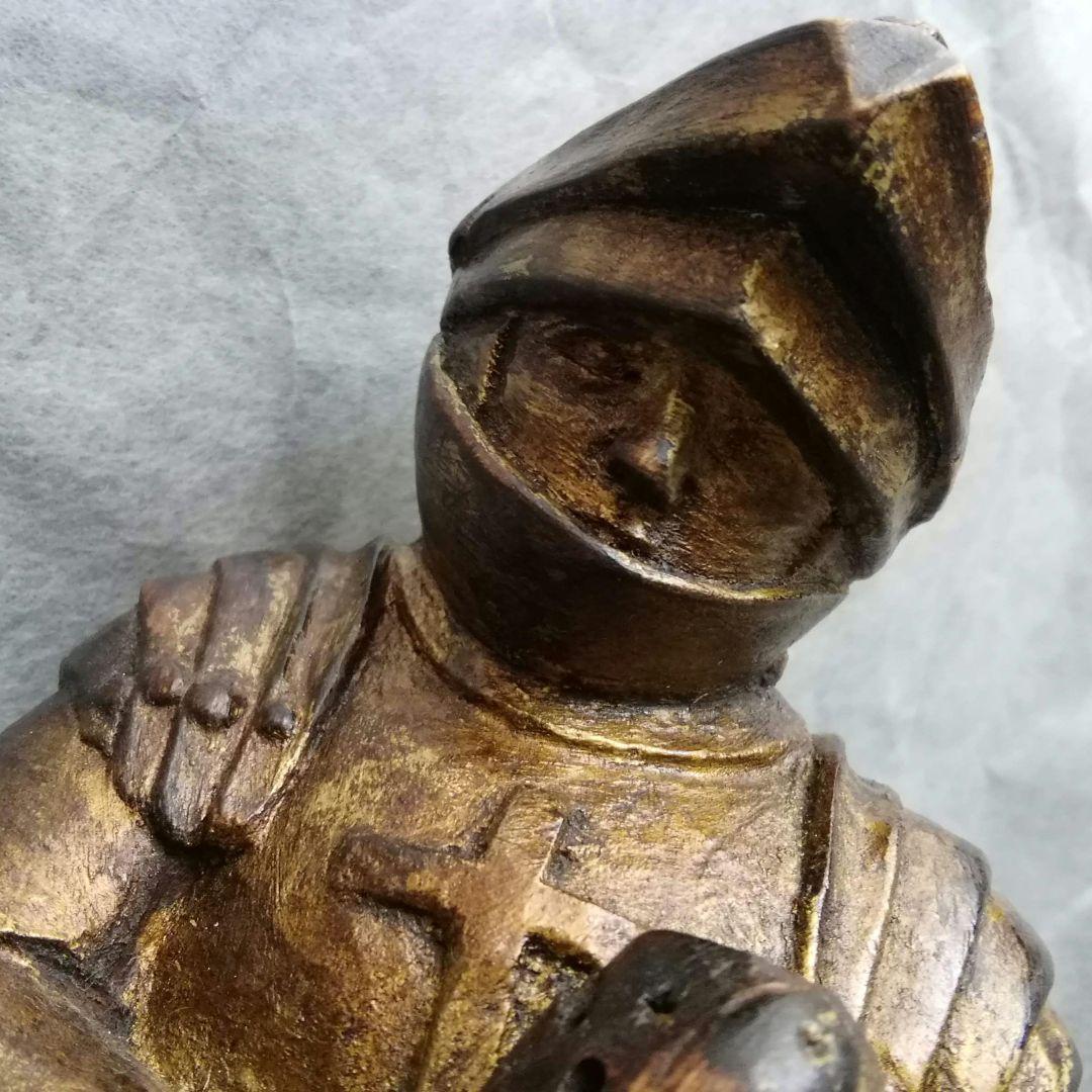 逸品　聖ジョージの竜退治　木彫金彩色聖人像　スペイン　19世紀　キリスト