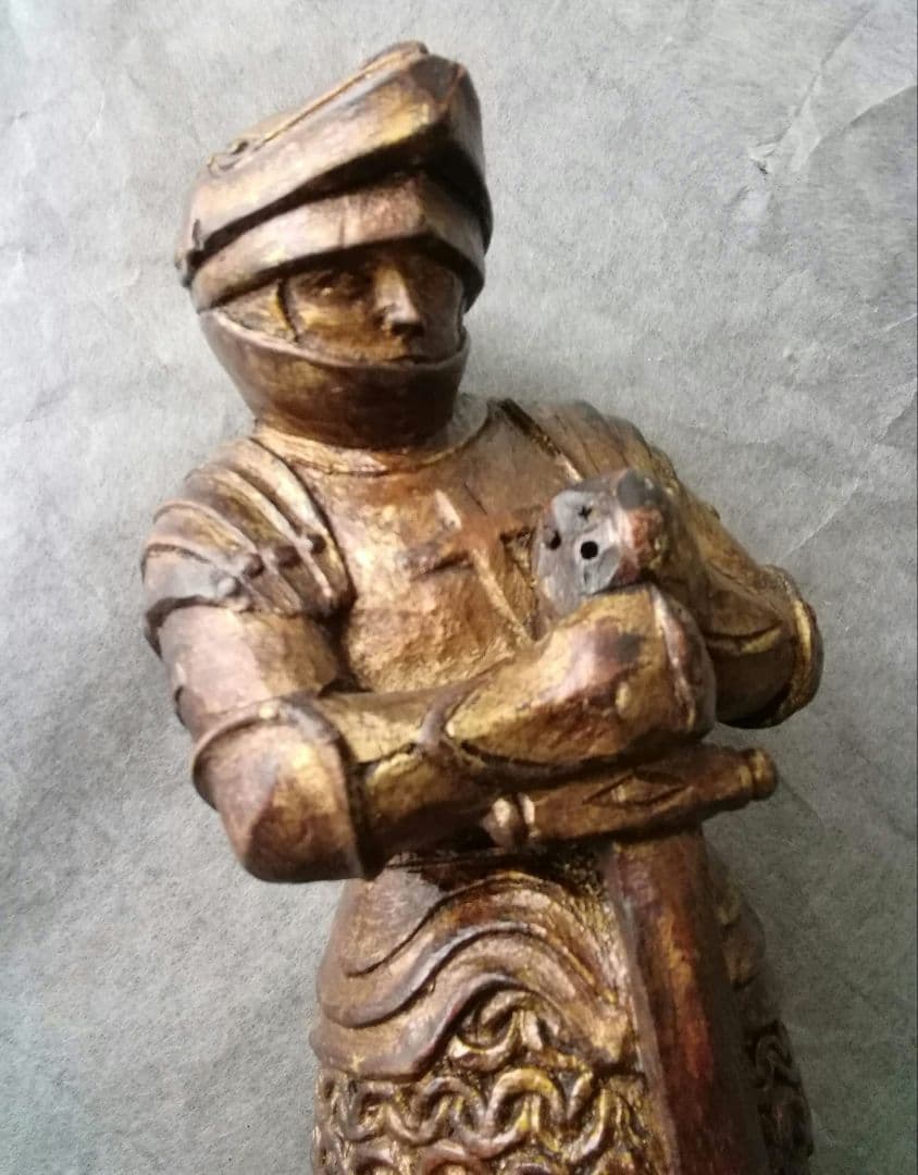 逸品　聖ジョージの竜退治　木彫金彩色聖人像　スペイン　19世紀　キリスト