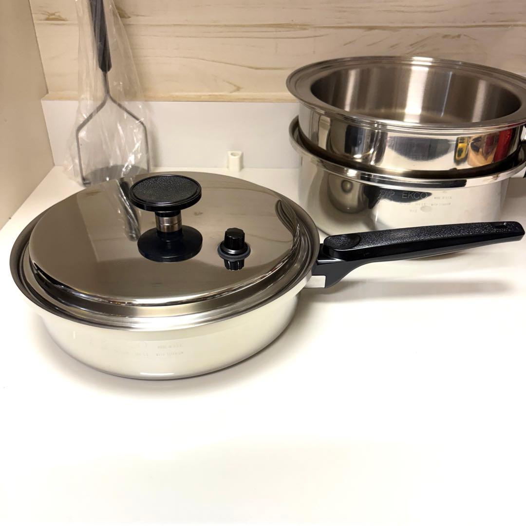 激安　EKCO ウルトライーズ・アンバサダー　小フライパン 3コート片手鍋　蓋付