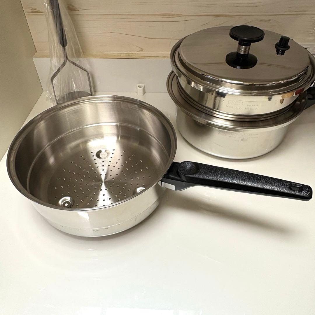 激安　EKCO ウルトライーズ・アンバサダー　小フライパン 3コート片手鍋　蓋付