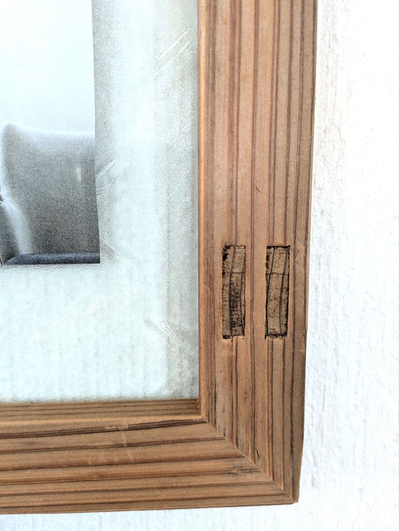 古材レトロガラスフレーム 3枚セット　ハンドメイド作品額　写真たてフォトフレーム