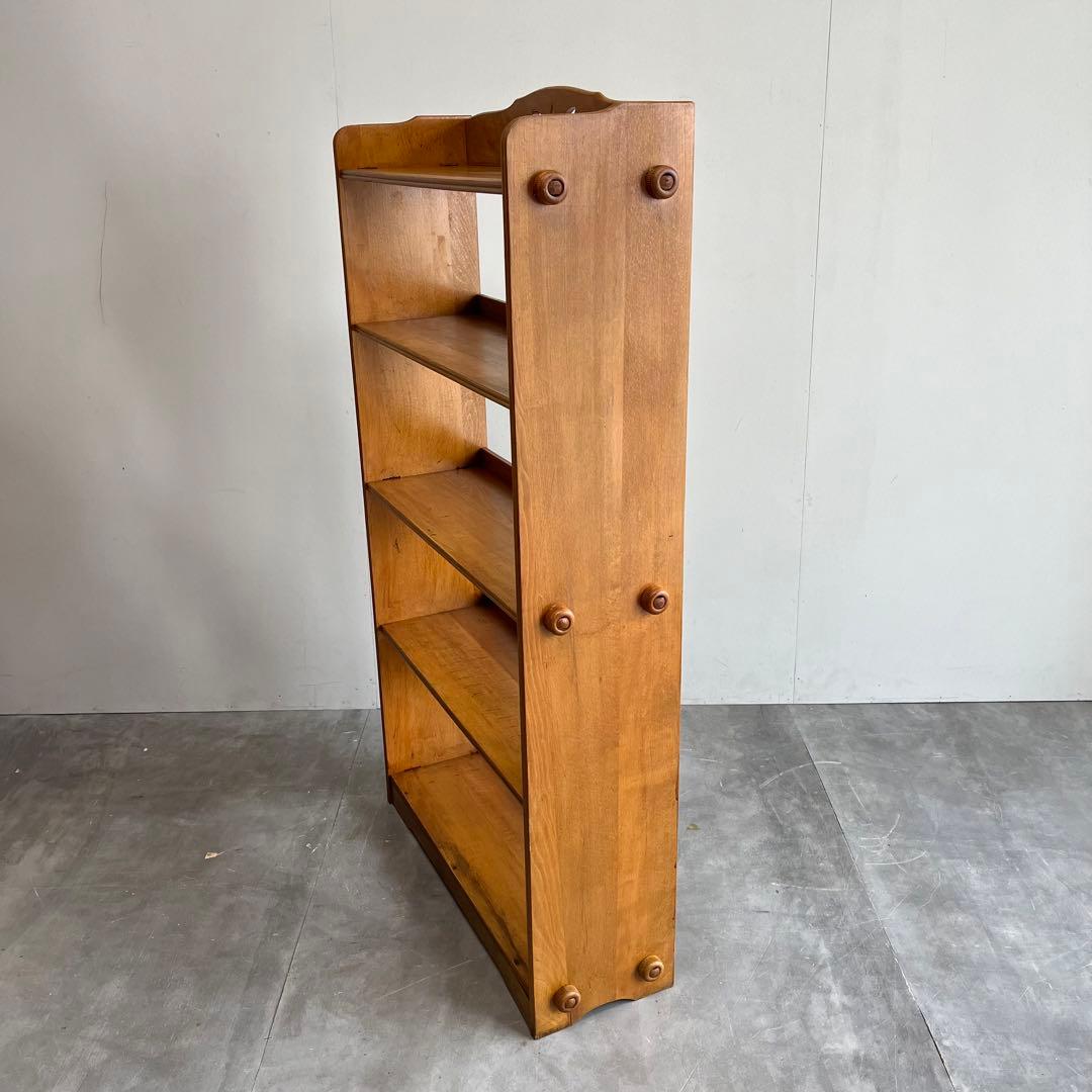 ヴィンテージ 透かし彫り 木製 オープンラック 5段 本棚 シェルフ 昭和