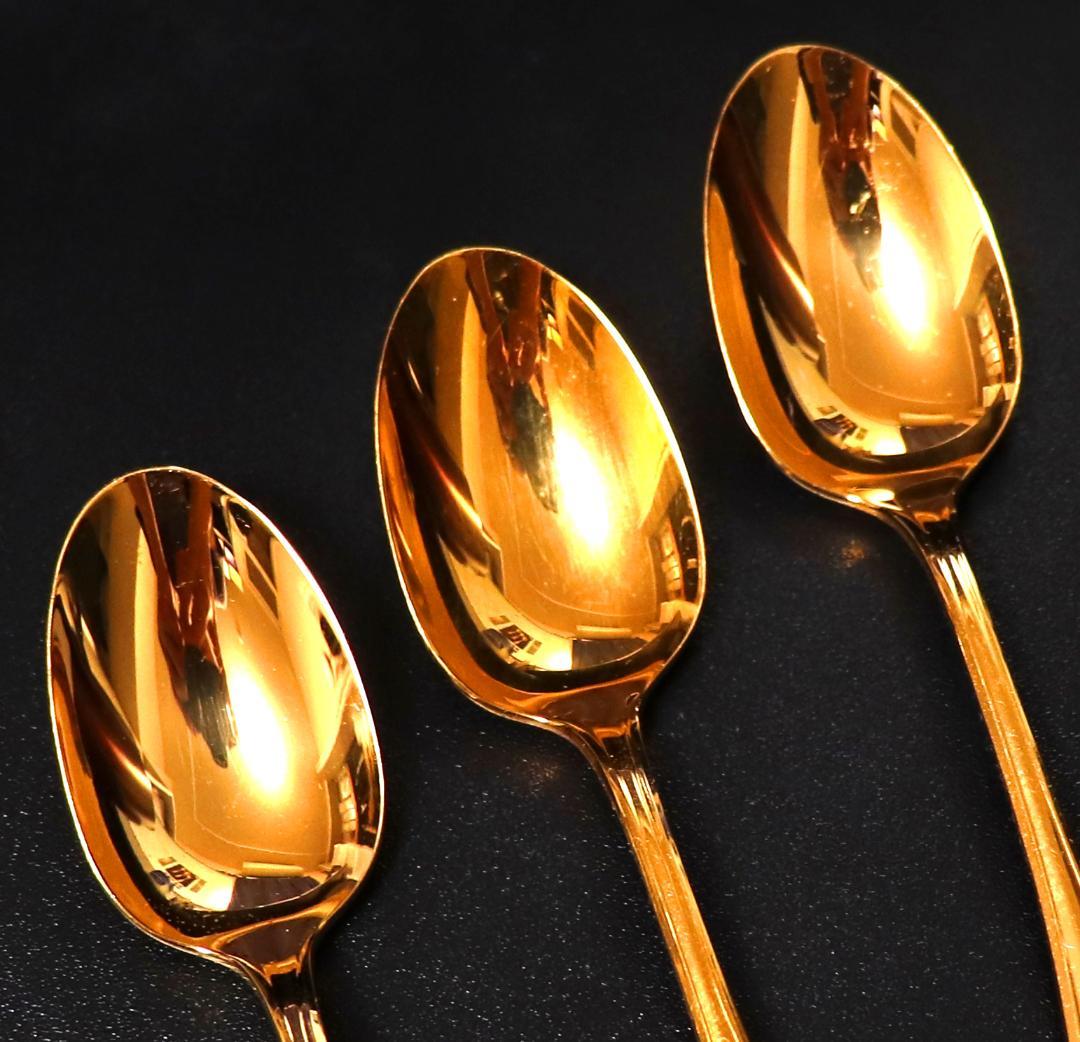 クリストフル 最上級 24金プレート ポンパドール モカスプーン 3本 ゴールド