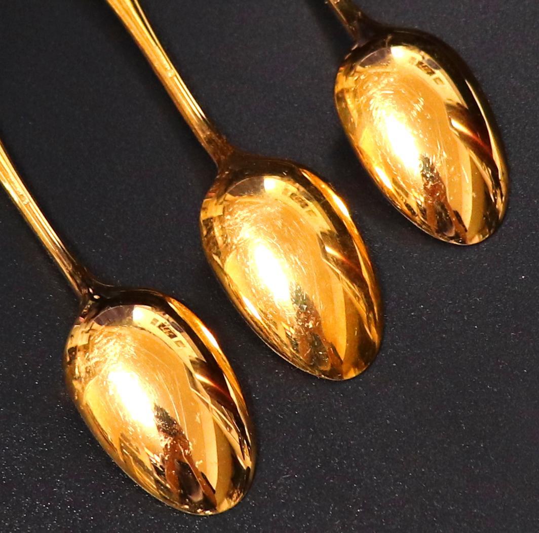 クリストフル 最上級 24金プレート ポンパドール モカスプーン 3本 ゴールド