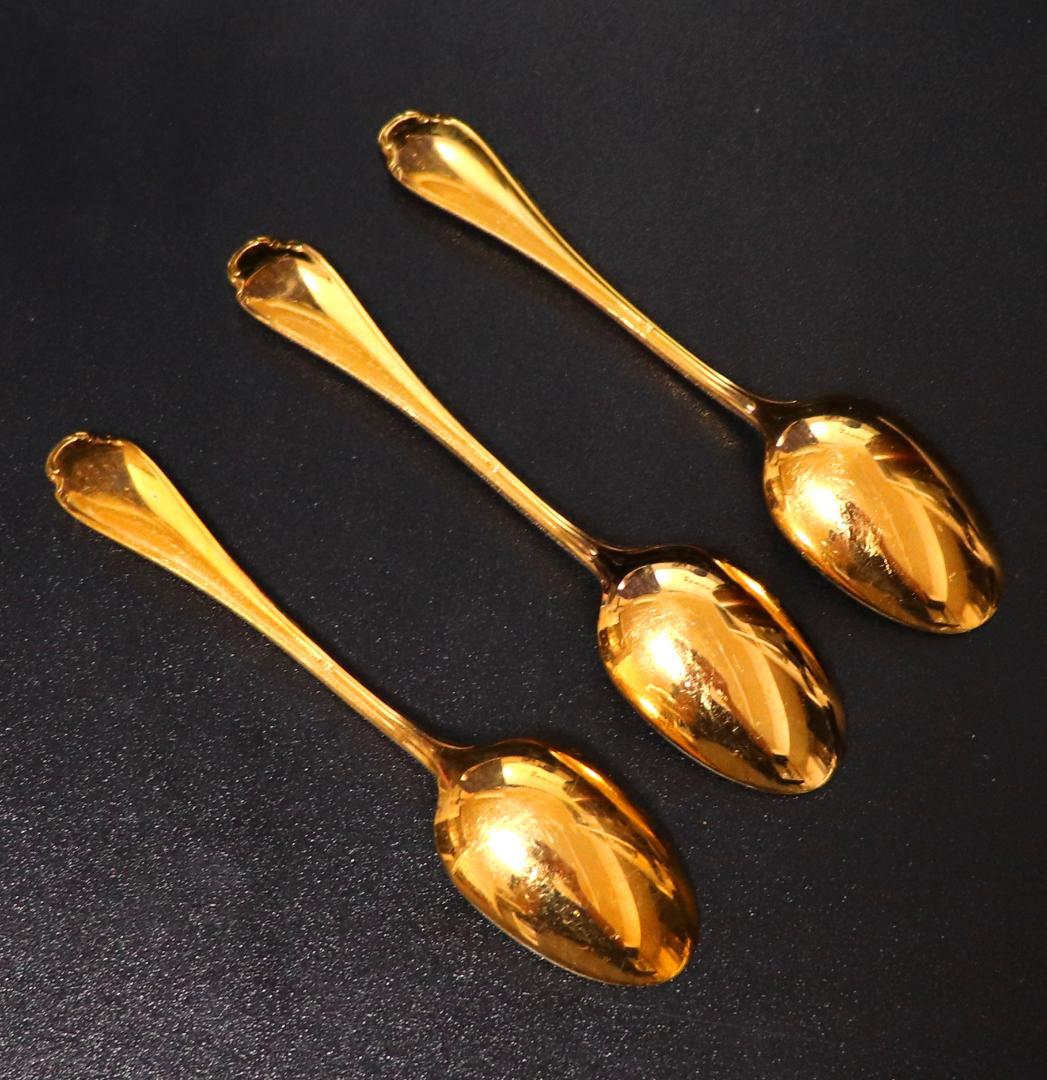 クリストフル 最上級 24金プレート ポンパドール モカスプーン 3本 ゴールド
