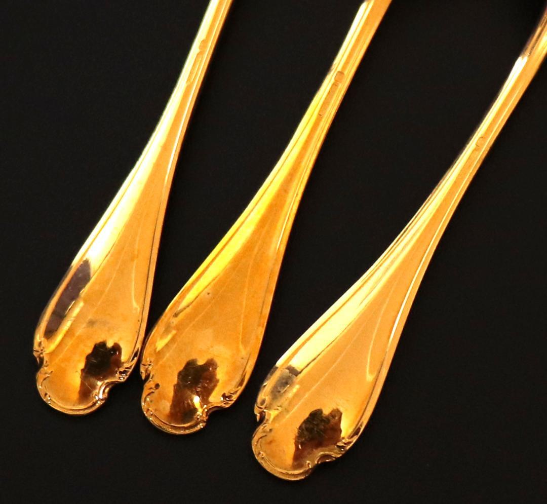 クリストフル 最上級 24金プレート ポンパドール モカスプーン 3本 ゴールド