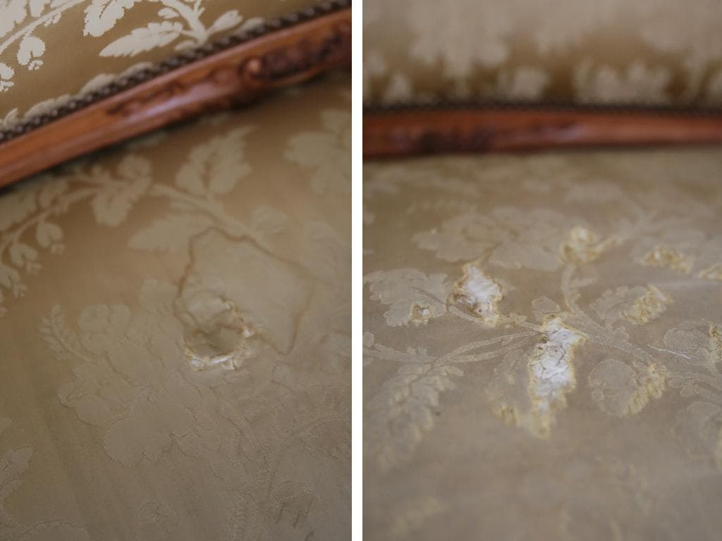 フランスアンティーク猫脚フレンチソファ/セティー/木製2人掛けイス(92-212