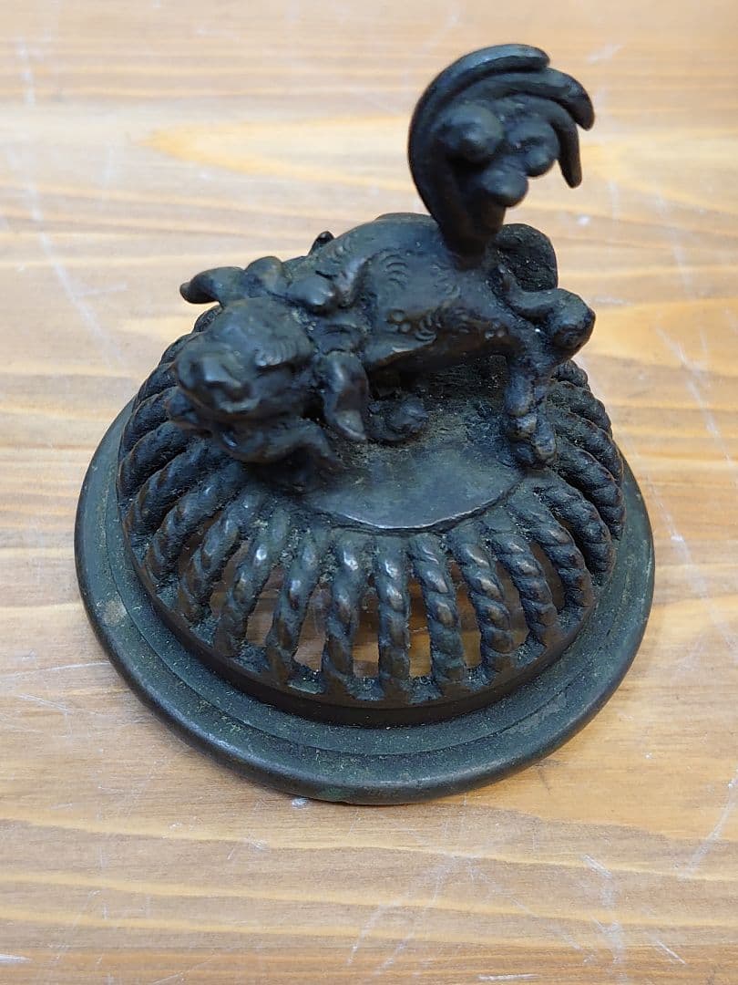 開運 龍 龍神 龍&獅子香炉 ブロンズ製（真鍮製）