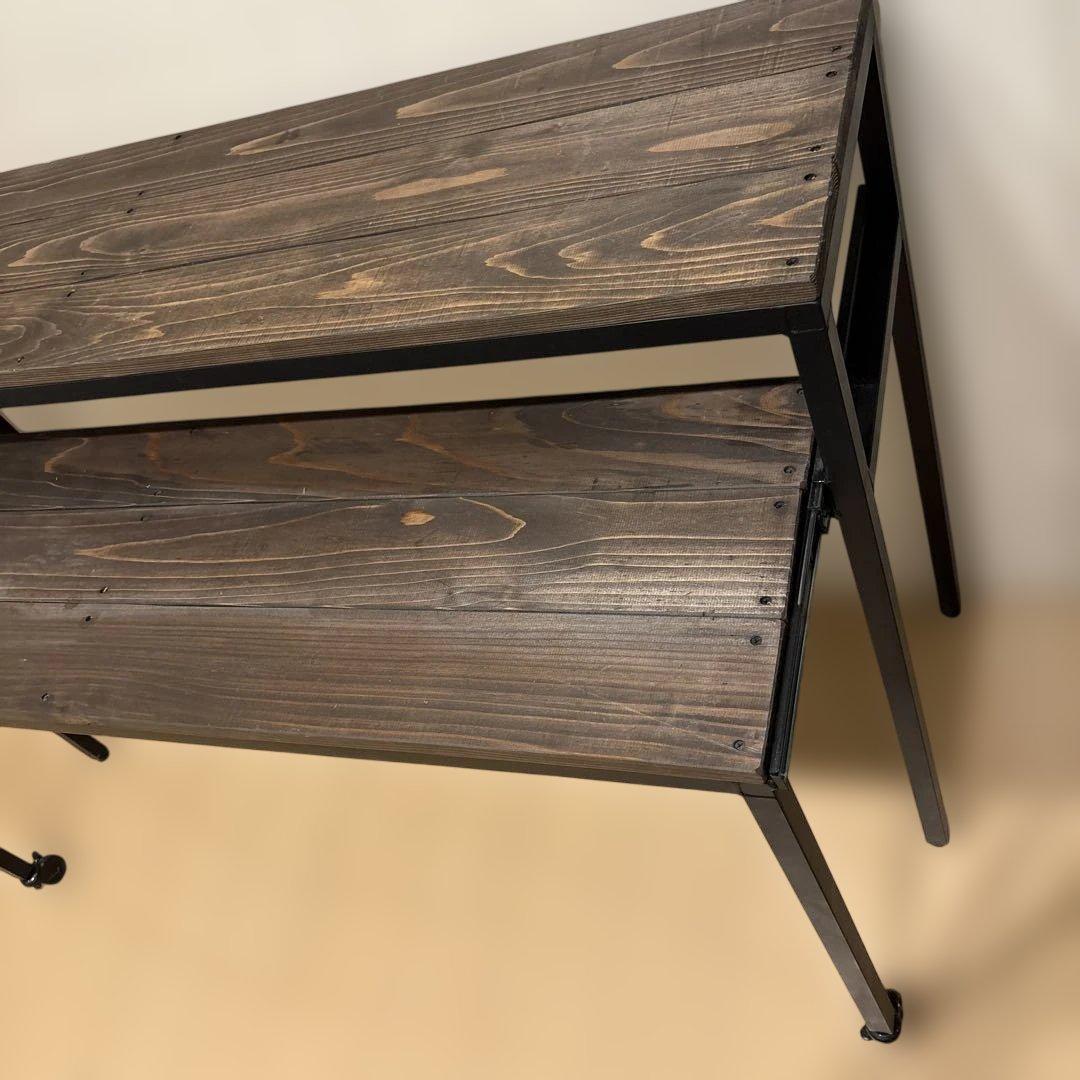 たん　 ダークブラウン木製二段テーブル,DT,電子ピアノ,ラック,植物