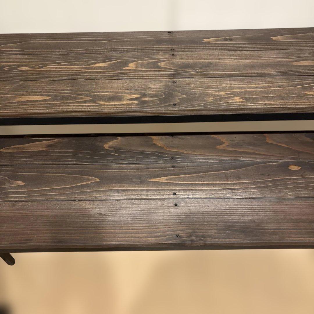 たん　 ダークブラウン木製二段テーブル,DT,電子ピアノ,ラック,植物