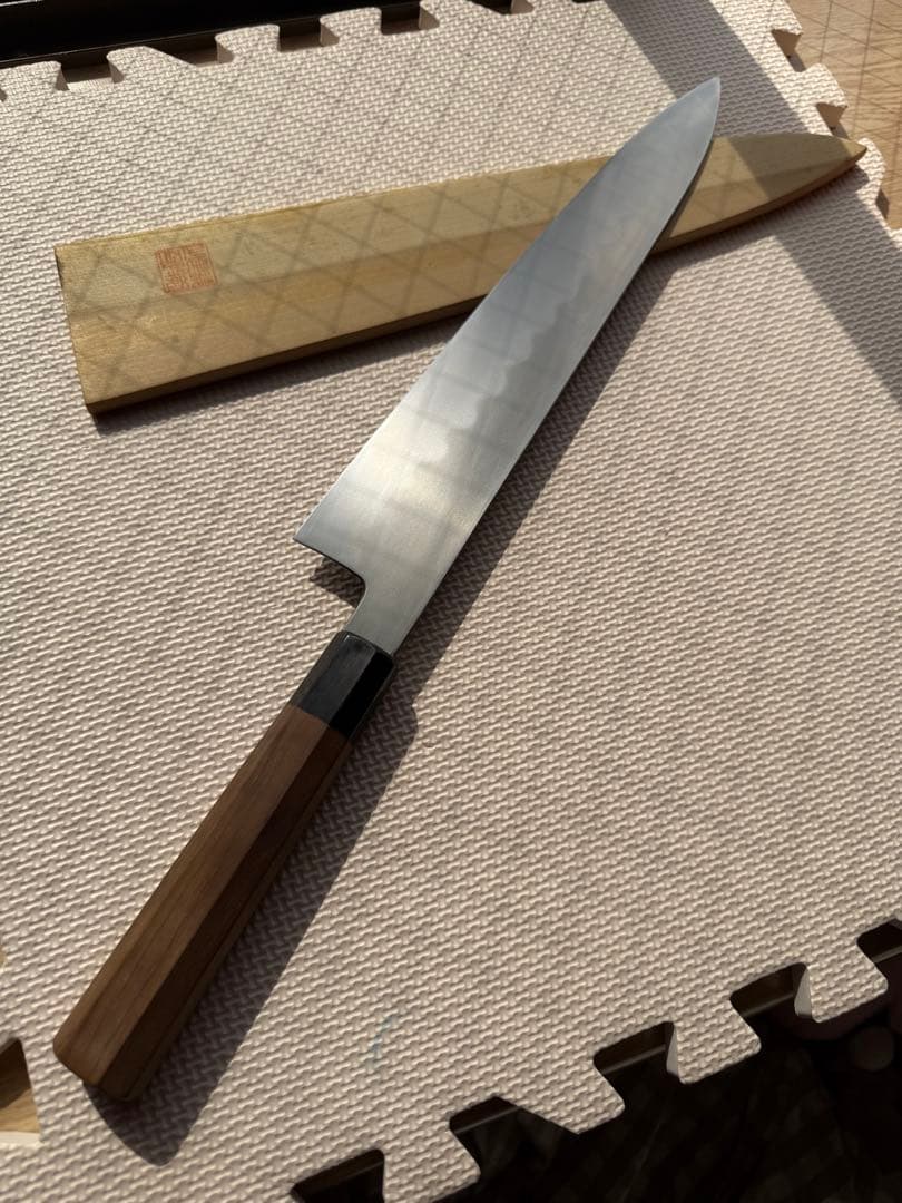 鉄釼良政作 本焼　和包丁 刃渡り30㎝ 全長47㎝ 鞘付 和牛刀