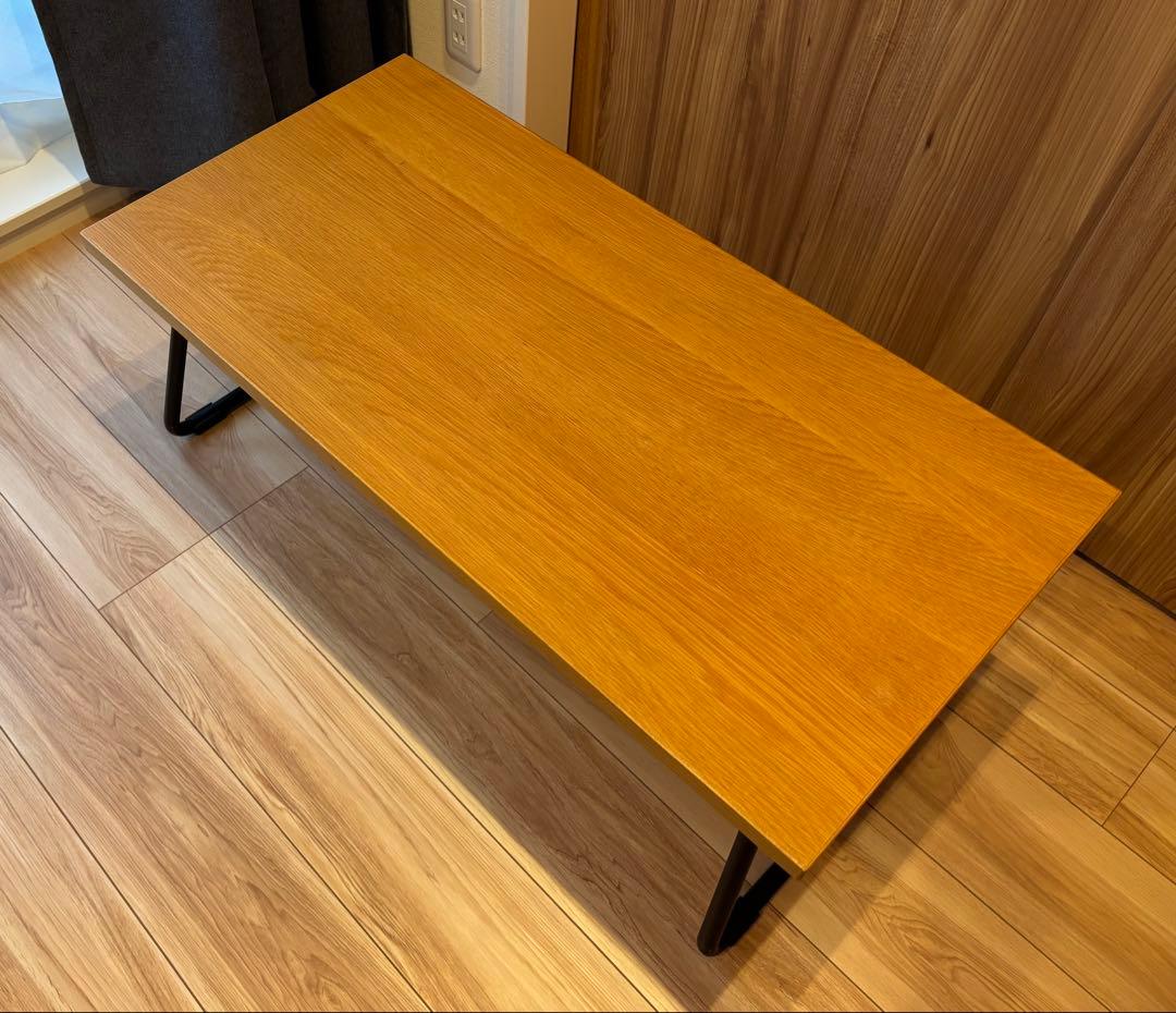 無印良品【廃盤】折りたたみローテーブル・幅９０ｃｍ・オーク材