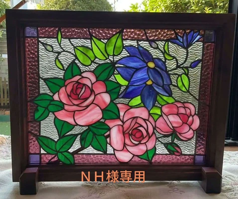 ステンドグラスパネルシクラメン（レッド)