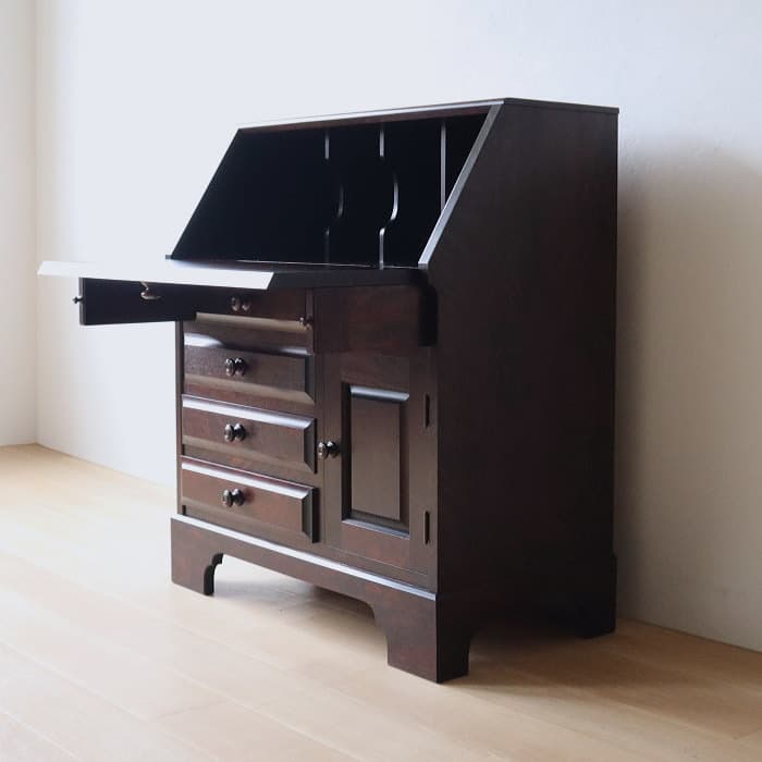 北海道民芸家具 ライティングビューロー カバ材 チェスト 日本製