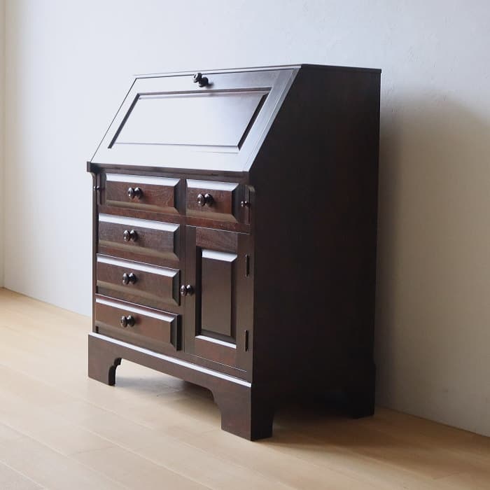 北海道民芸家具 ライティングビューロー カバ材 チェスト 日本製