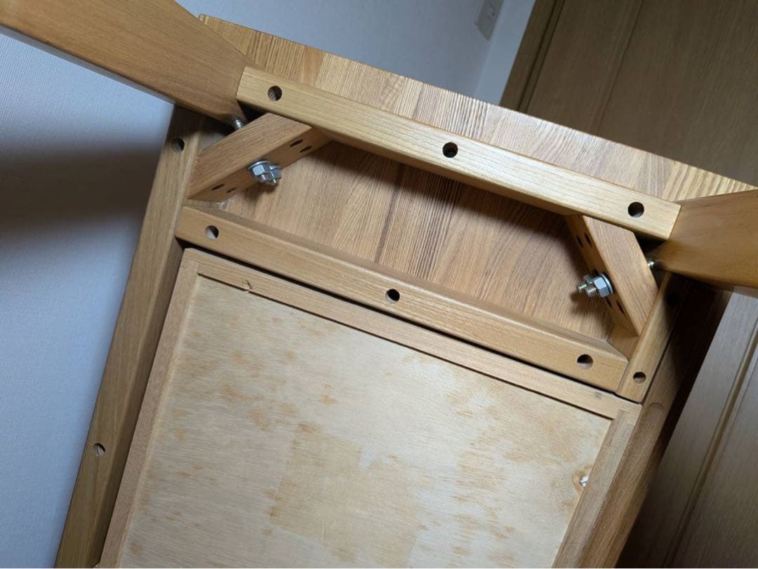 ■送料込■無印良品 木製ローテーブル 引出し センター机デスク タモ材天然木