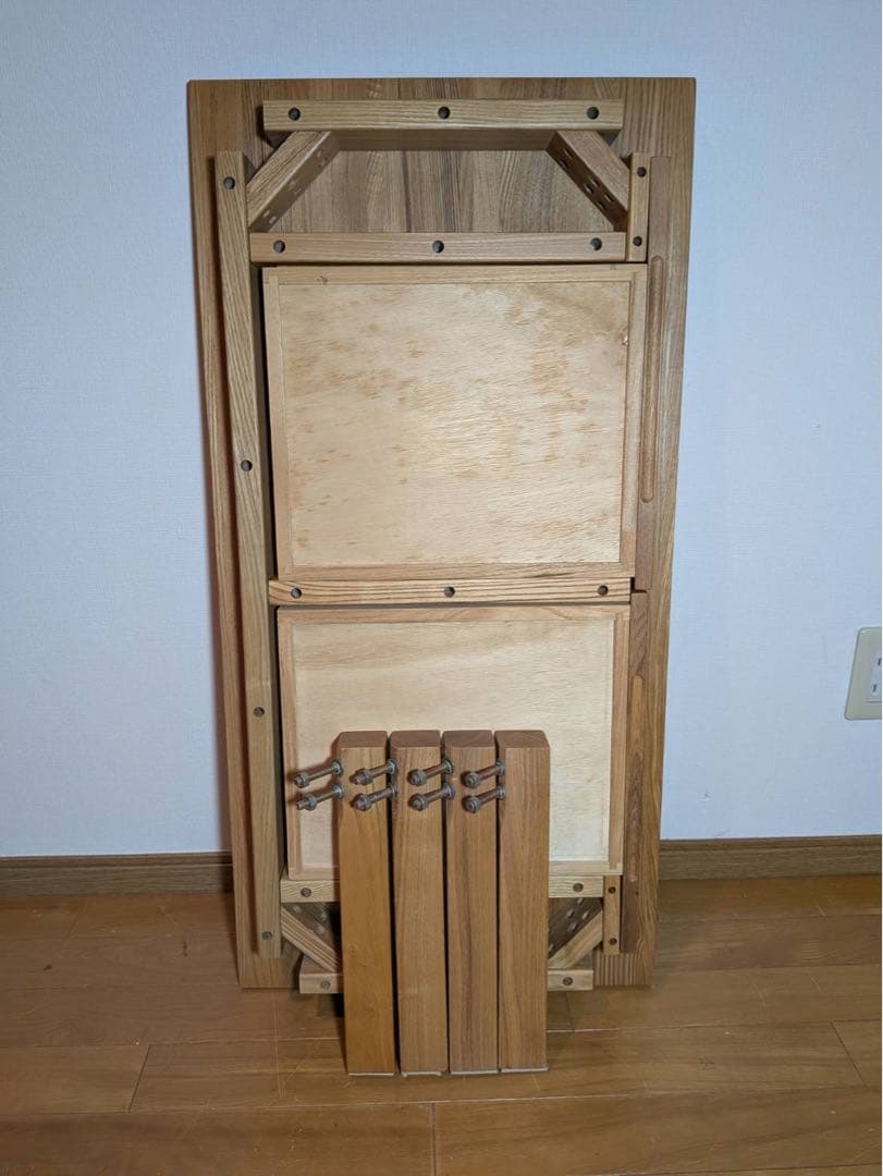 ■送料込■無印良品 木製ローテーブル 引出し センター机デスク タモ材天然木