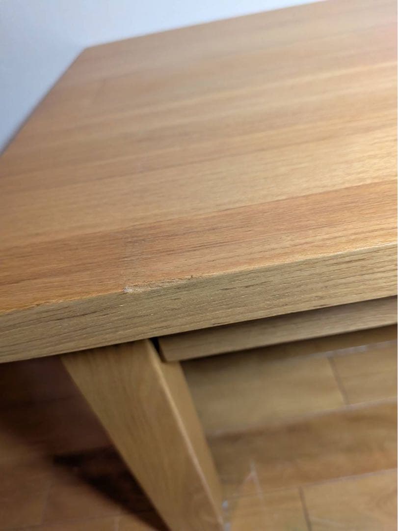 ■送料込■無印良品 木製ローテーブル 引出し センター机デスク タモ材天然木