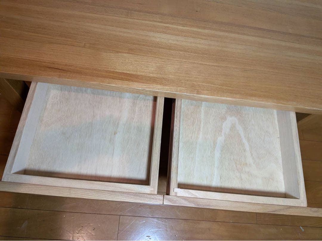 ■送料込■無印良品 木製ローテーブル 引出し センター机デスク タモ材天然木