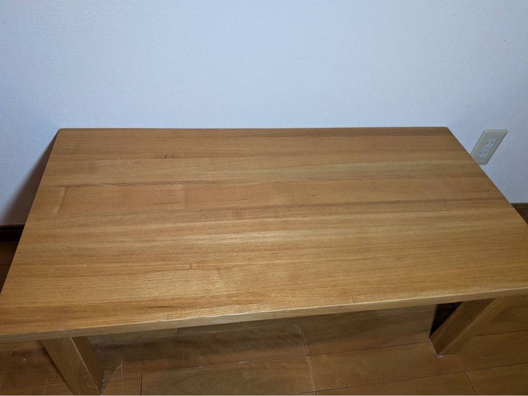 ■送料込■無印良品 木製ローテーブル 引出し センター机デスク タモ材天然木