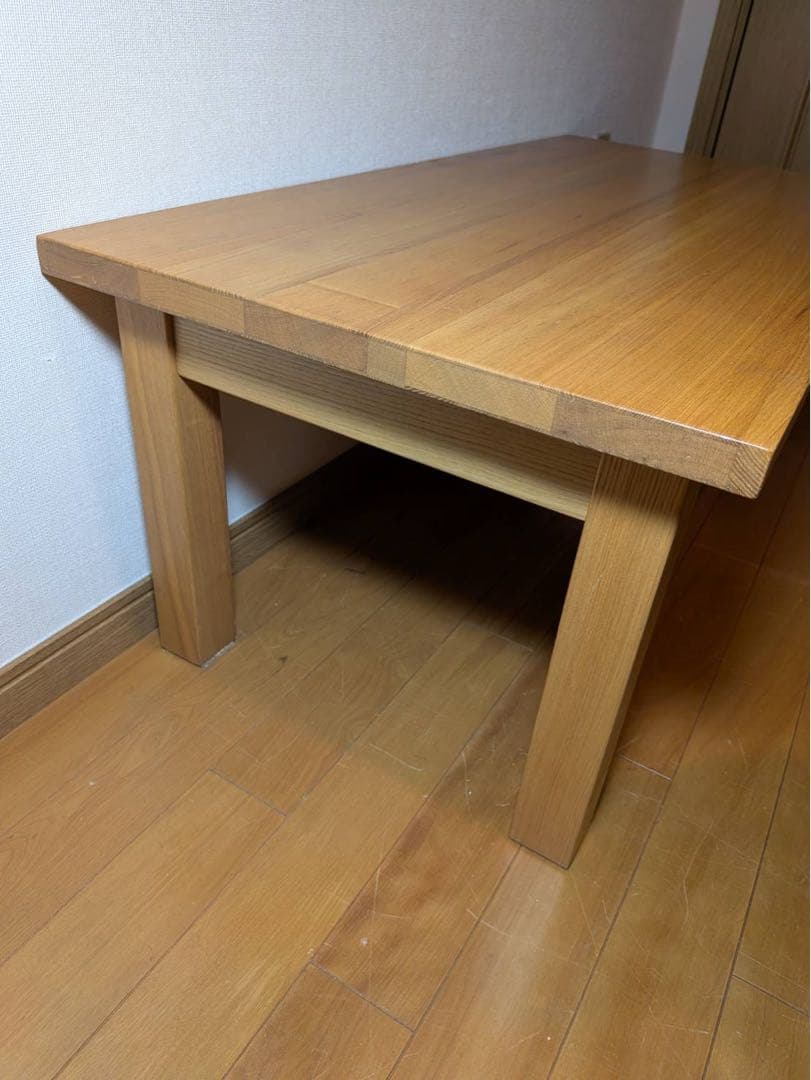 ■送料込■無印良品 木製ローテーブル 引出し センター机デスク タモ材天然木