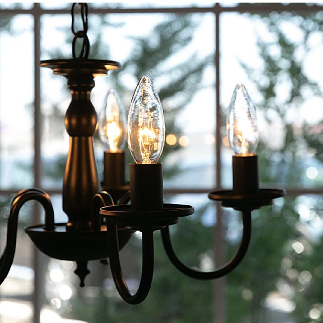 シャンデリア　レトロ　マット調　ブラックシャンデリア