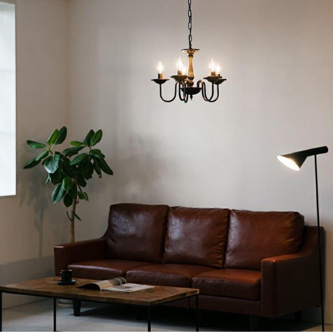 シャンデリア　レトロ　マット調　ブラックシャンデリア