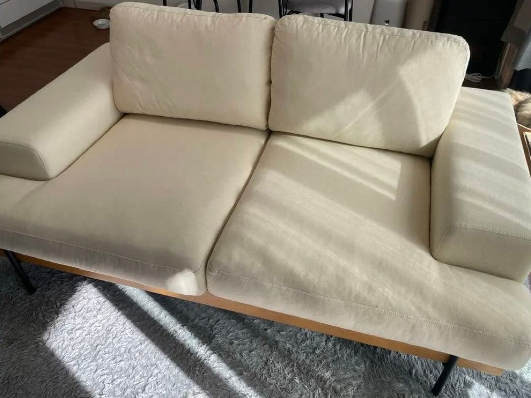 【極美品】MUTUKI 2人掛けソファー ベージュ 無垢 ナチュラル　北欧